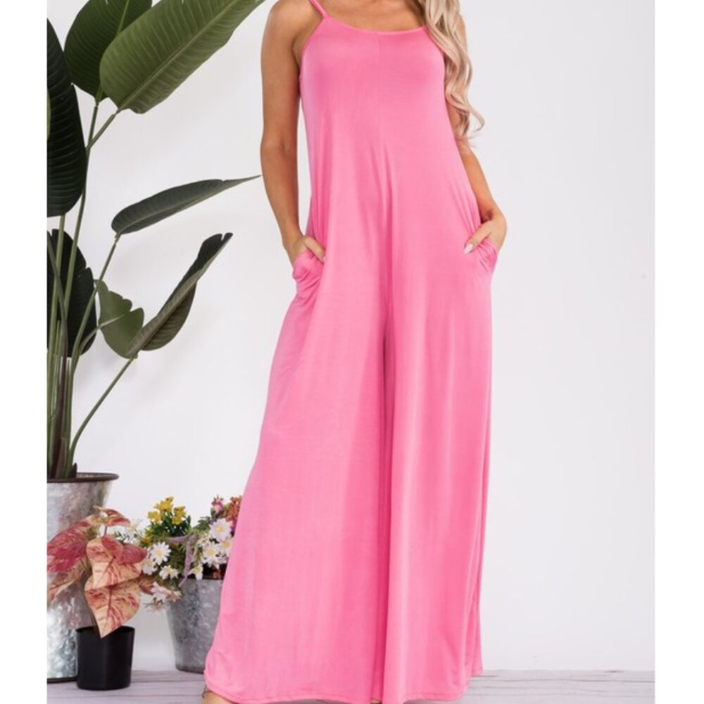 #419 PLUS SPAGHETTI STRAP WIDE LEG JUMPSUIT